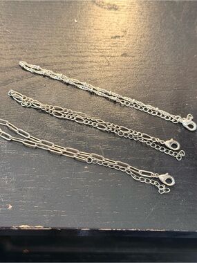 Sterling Silver Multi-Chain Anklet Set - Silver